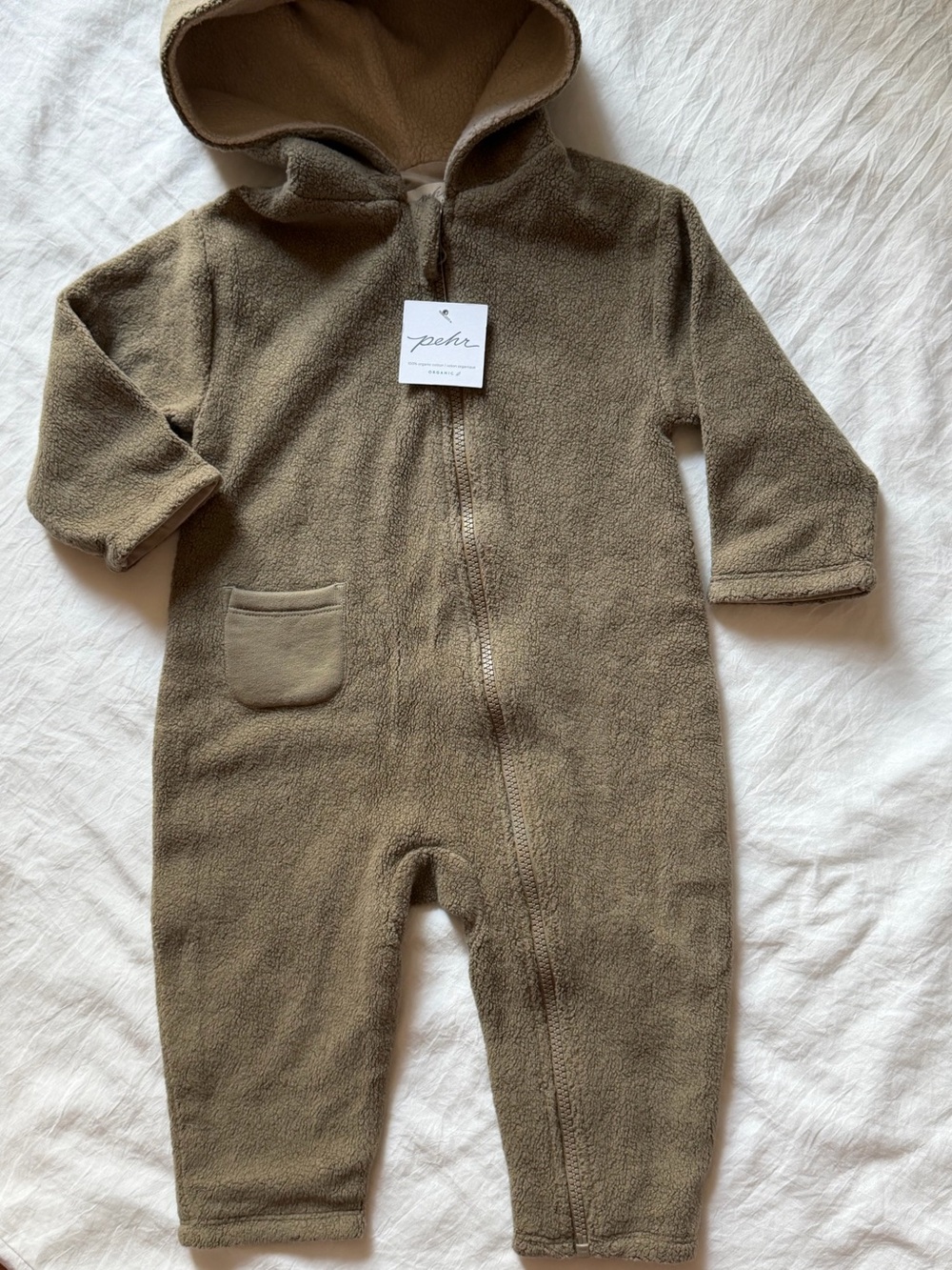 NWT Pehr Teddy Fleece Baby Suit Moss Organic Cotton 12-18M